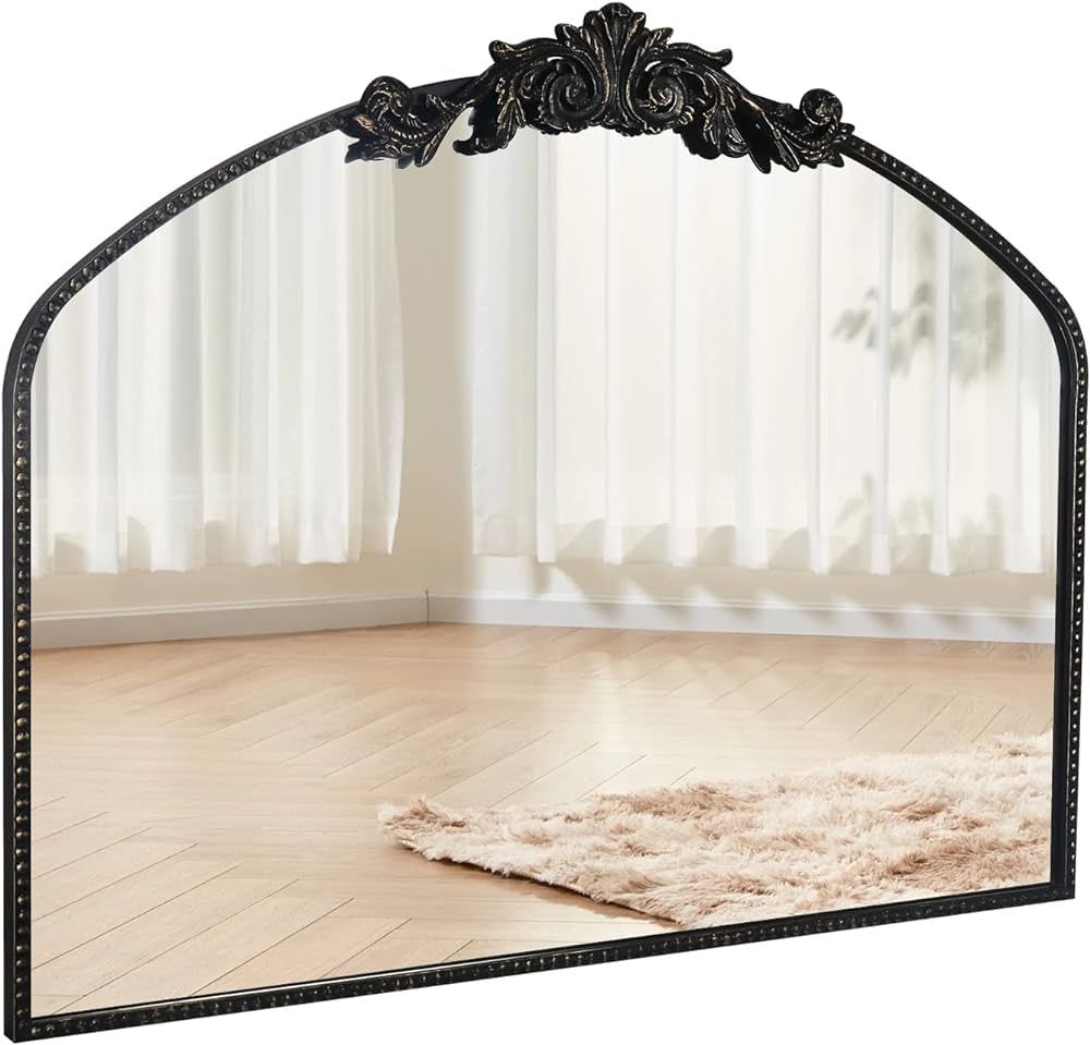 CASOLLY Arendahl Traditional Black Arch Wall Mirror, 40"x31" Carved Elegant Rectangle Bathroom Mi... | Amazon (CA)