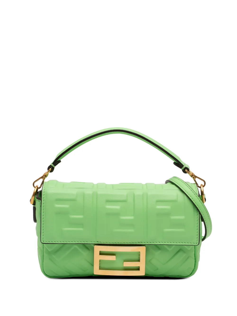 Fendi Pre-Owned 2010-2026 Mini Zucca Embossed Leather Baguette satchel - Green | Farfetch Global