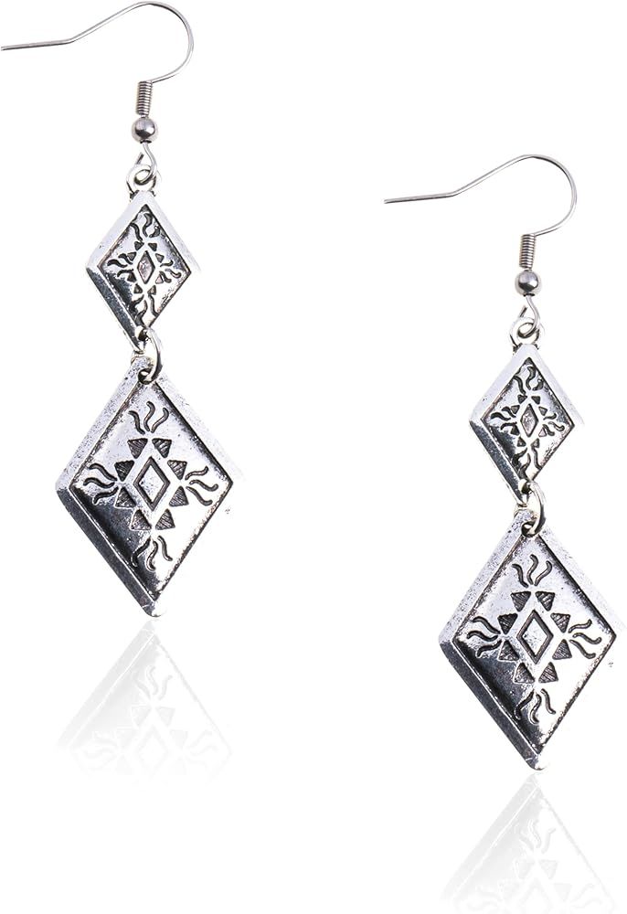 Wrangler Western Earrings Dangling Retro Concho Jewelry for Women Cowgirls Gift | Amazon (US)
