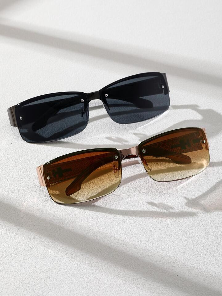 2pairs Women Semi Rimless Boho Sunglasses For Summer | SHEIN