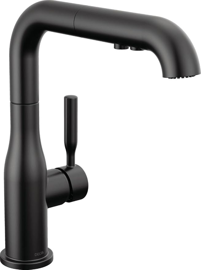Delta Almari Matte Black Kitchen Faucet with Pull-Out Sprayer, Modern Single Hole Kitchen Sink Fa... | Amazon (US)