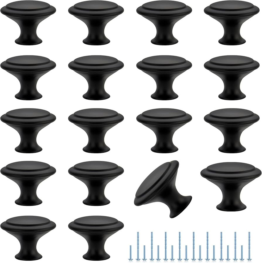 JOY DECOR 18 Pack Matte Black Cabinet Drawer Hardware 30mm Kitchen Cabinet Knobs Drawer Pulls wit... | Amazon (US)
