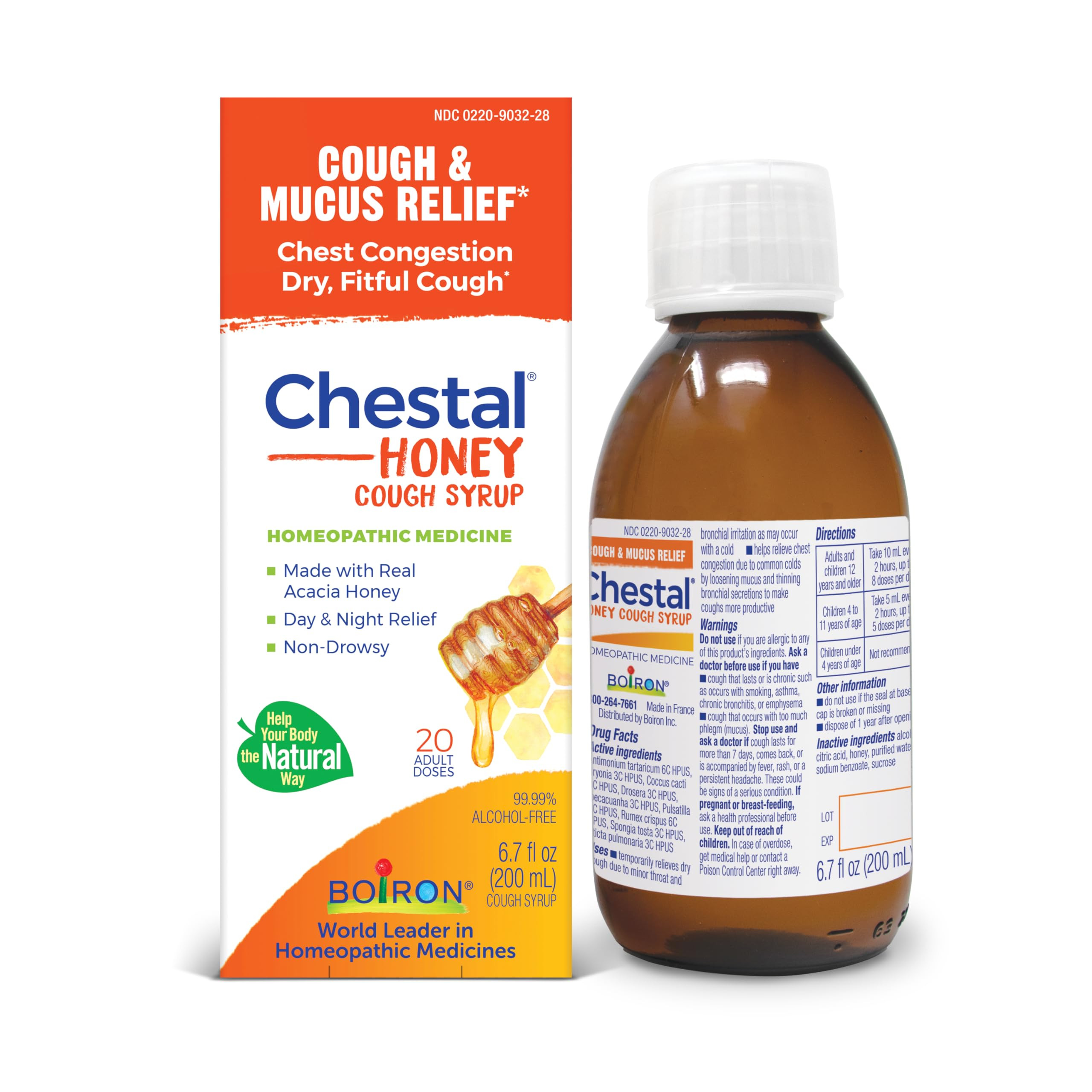 Boiron Chestal Honey Adult Cold and Cough Syrup for Nasal and Chest Congestion, Runny Nose, and S... | Amazon (US)