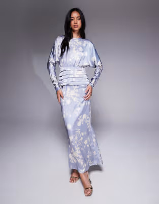 Daska satin batwing maxi dress in soft blue floral print | ASOS | ASOS (Global)