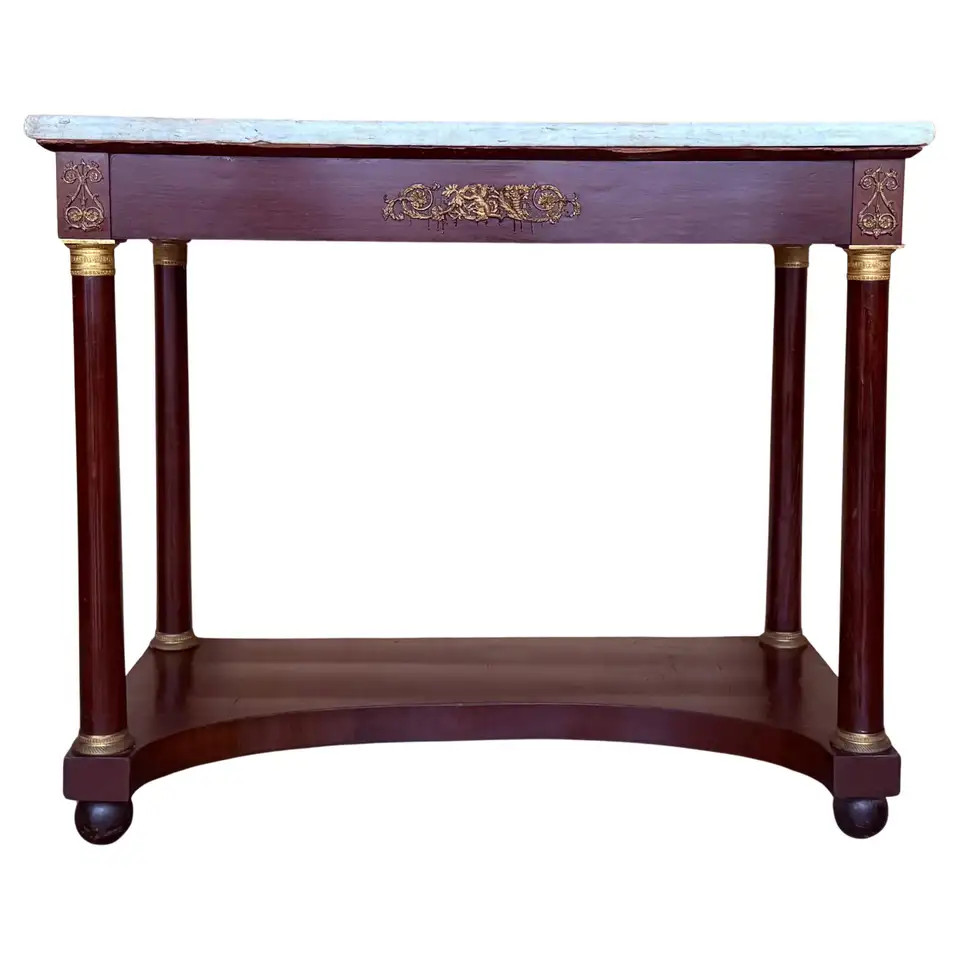 Antique French Empire Fruitwood Console Table with drawer, Early 20th Century | 1stDibs
