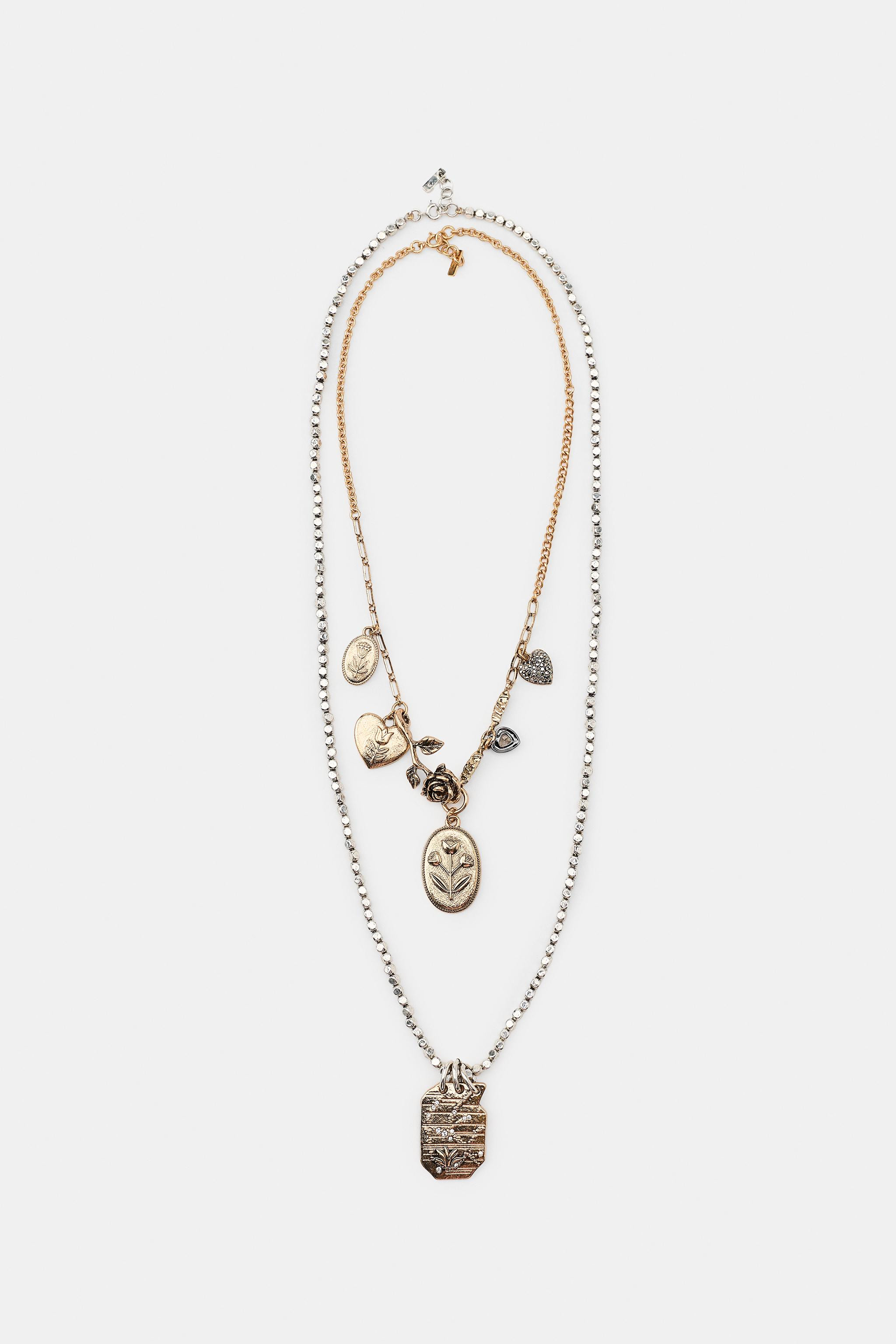 PACK OF 2 MIXED CHARM AND MEDALLION NECKLACES | Zara Canada
