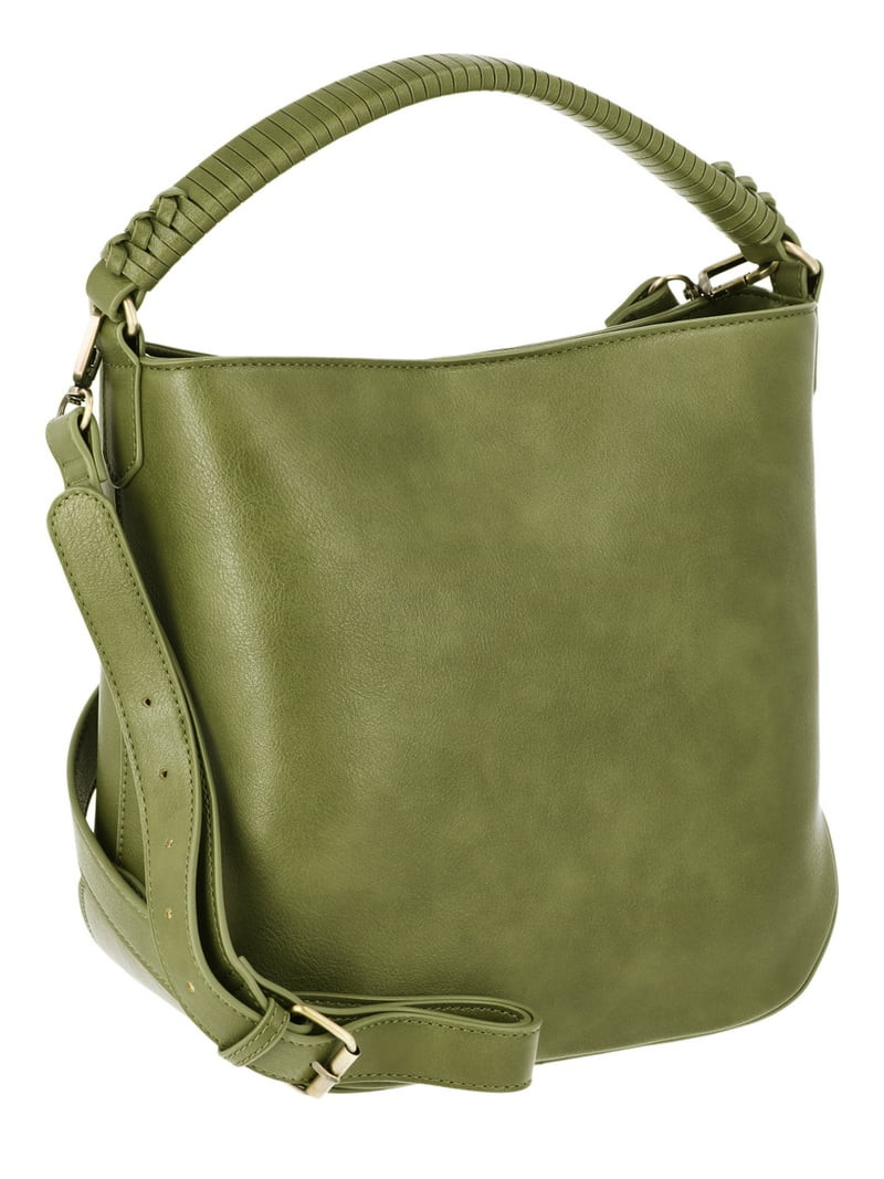 Time and Tru Women's Bucket Crossbody Handbag, Olive | Walmart (US)