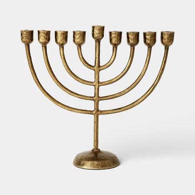 Classic Menorah Metal Hanukkah Candle Holder Gold - Threshold™ | Target