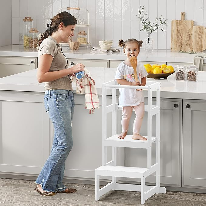 AMBIRD Toddler Step Stool, 3 Adjustable Height Kitchen Step Stool for 18-48 Months Kids, Wooden T... | Amazon (US)
