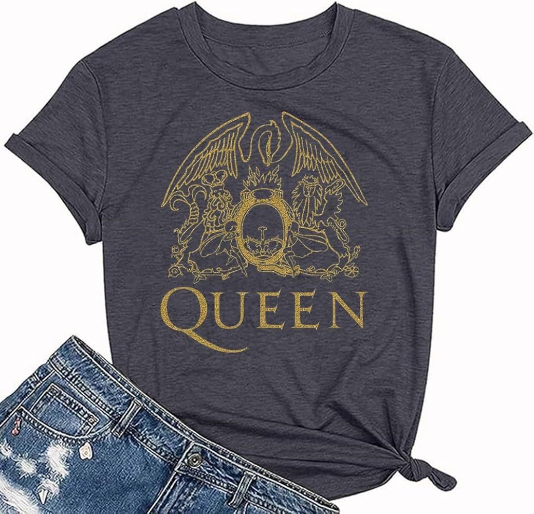 Women Vintage Rock Band T Shirt Fashion Musical Tees Graphic Short Sleeve Casual Tops | Amazon (US)