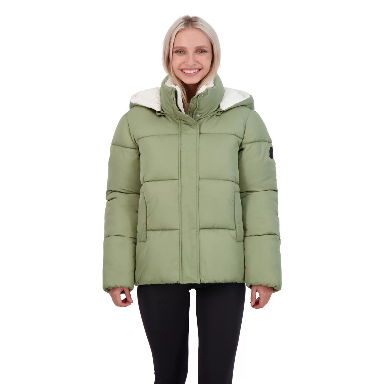 Juniors' madden girl Sherpa Hood Puffer Jacket, Women's, Size: XL, Brt Green | Kohl's