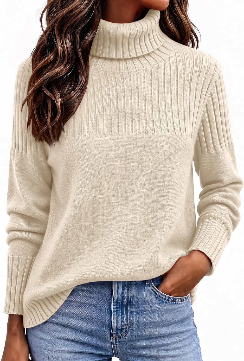 Zeagoo Women's Turtleneck Sweater Fall Winter Casual Knit Pullover Tops | Amazon (US)
