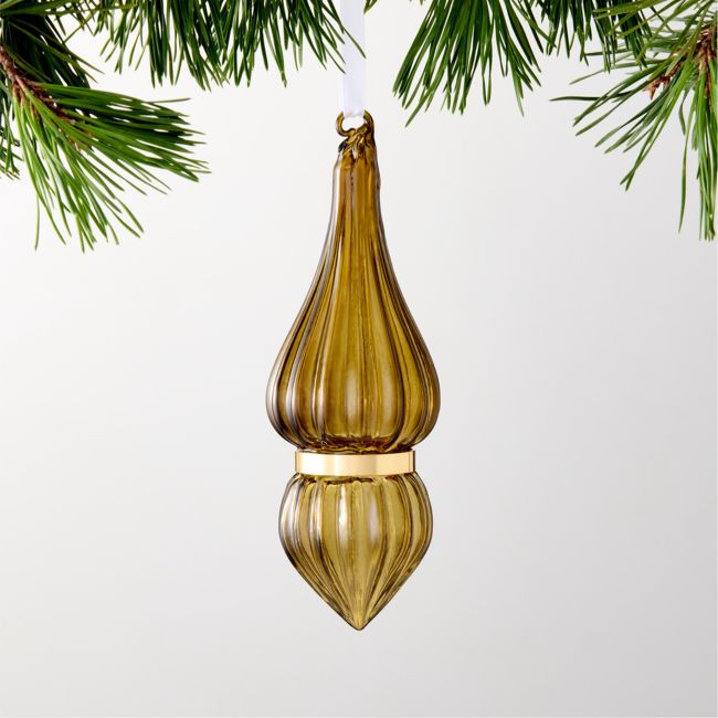 Cardinale Teardrop Bronze Glass Christmas Tree Ornament 6 | CB2