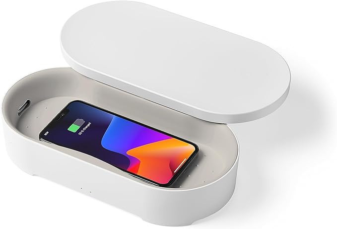 Lexon Oblio Box - White UV Sanitizer Box - Qi-Compatible UV-C Light Sanitizer with 10W Wireless C... | Amazon (US)