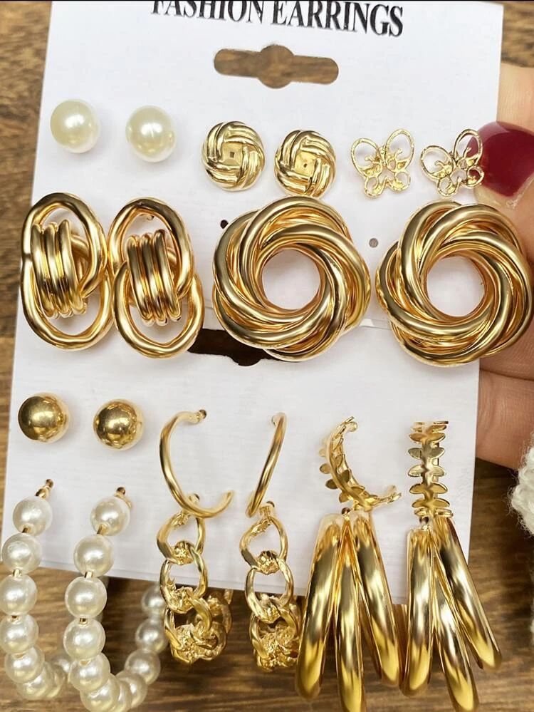 11pairs Faux Pearl Decor Earrings | SHEIN