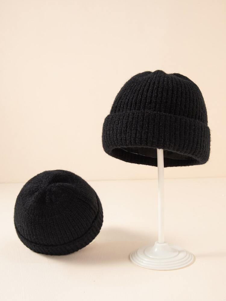 2pcs Parent-Baby Solid Beanie | SHEIN
