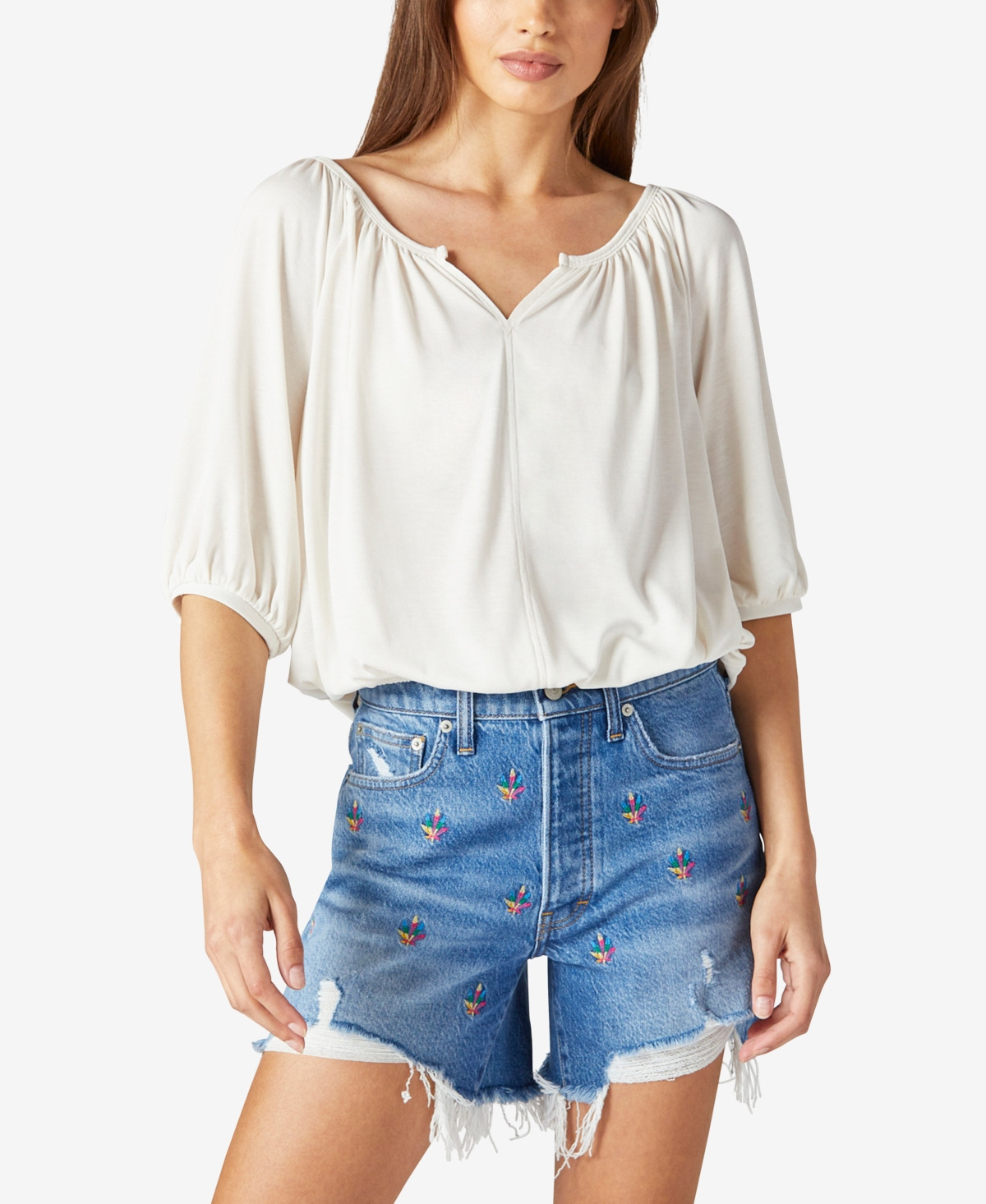 Lucky Brand Sandwash Peasant Top | Macys (US)