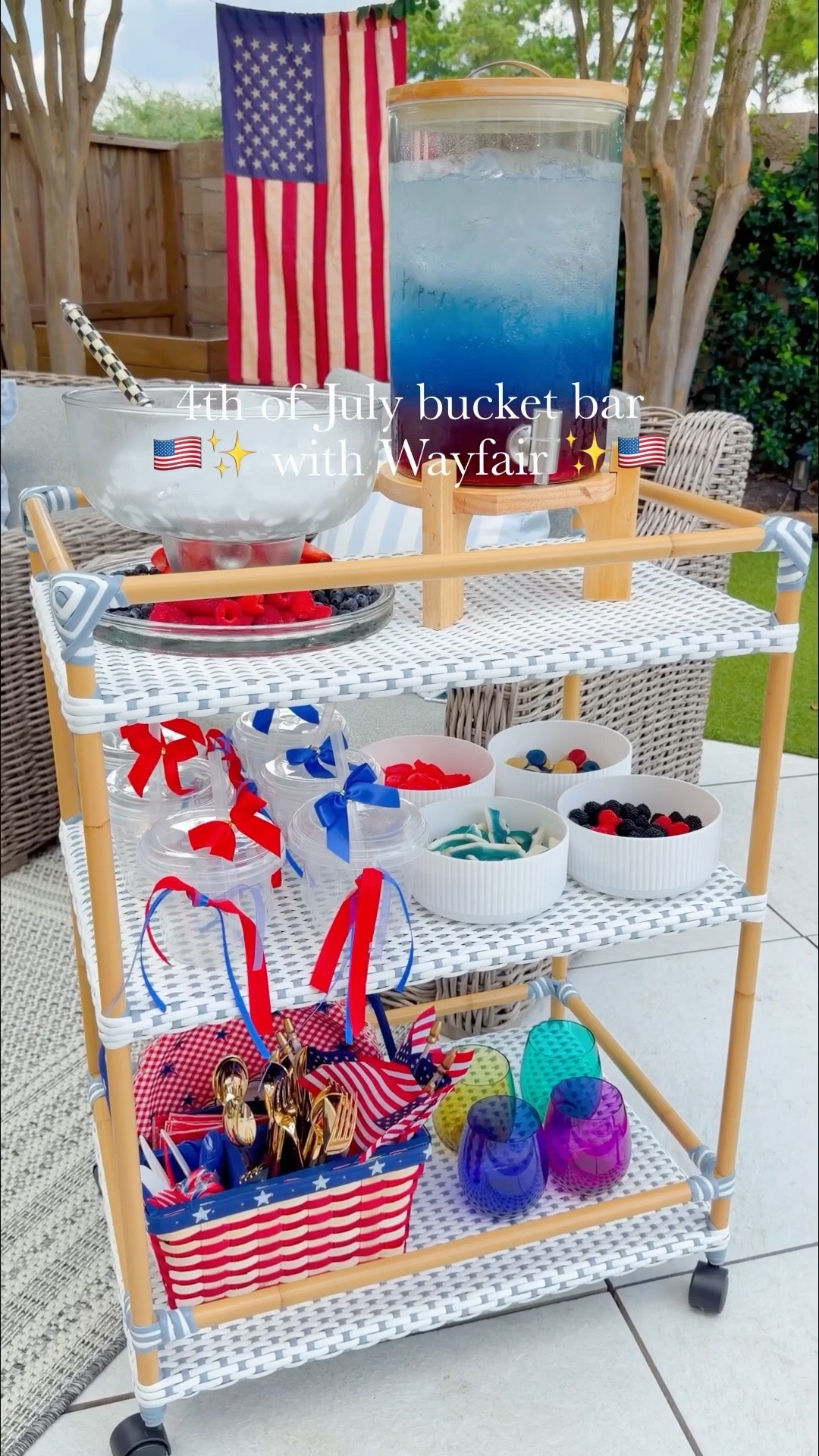 #AD Red, white & blue never looked so fun 🇺🇸✨ A layered punch, sweet treats, and the cutest drink buckets for watching the fireworks. This might just be my favorite way to celebrate summer with @wayfair. ❤️🤍💙


#wishyouwerehere #outdoor #Wayfair #WayfairPartner