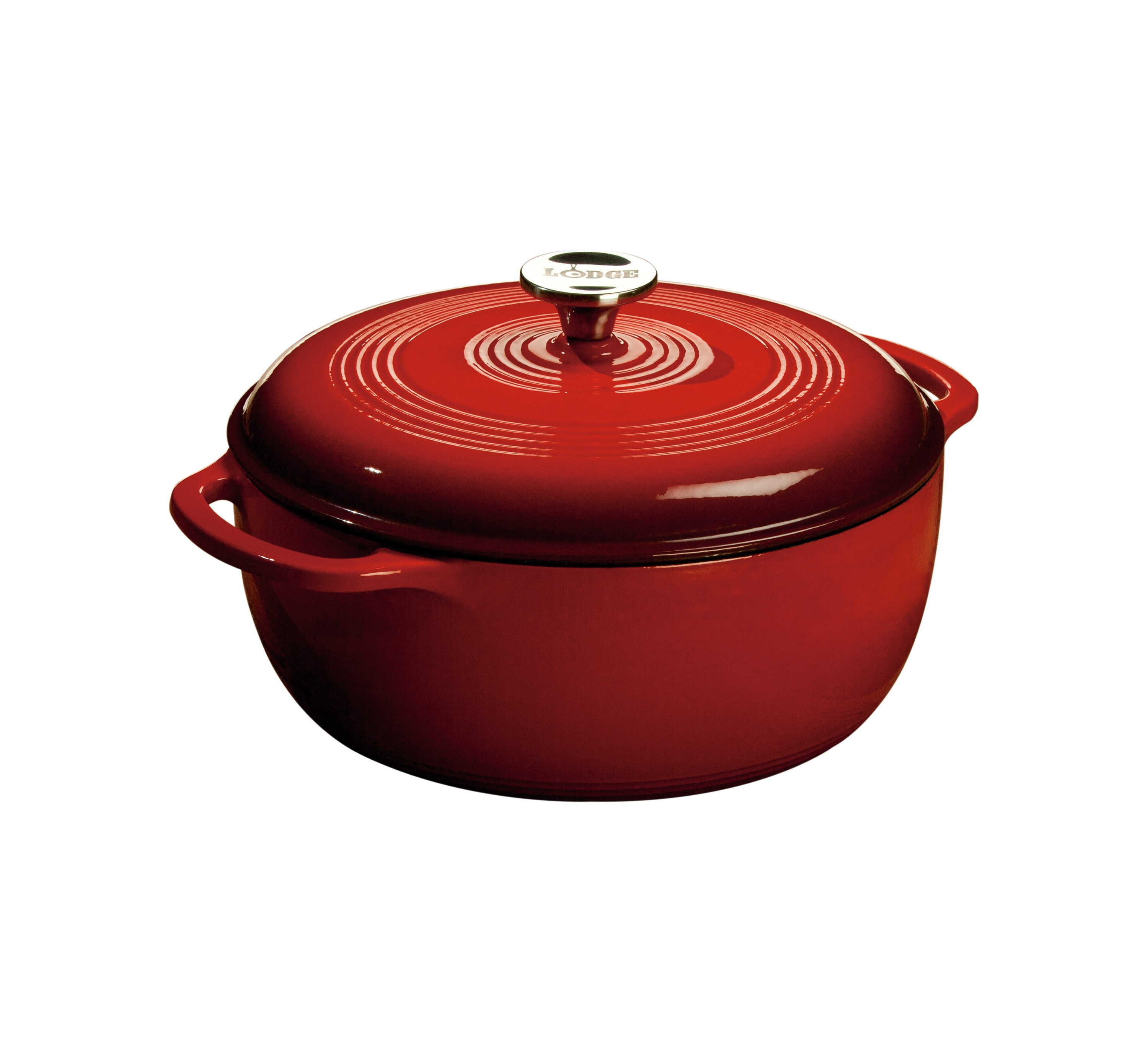 Lodge Cast Iron 6-Quart Cast Iron Dutch Oven Stainless Steel in Red | EC6D43 | Lowe's