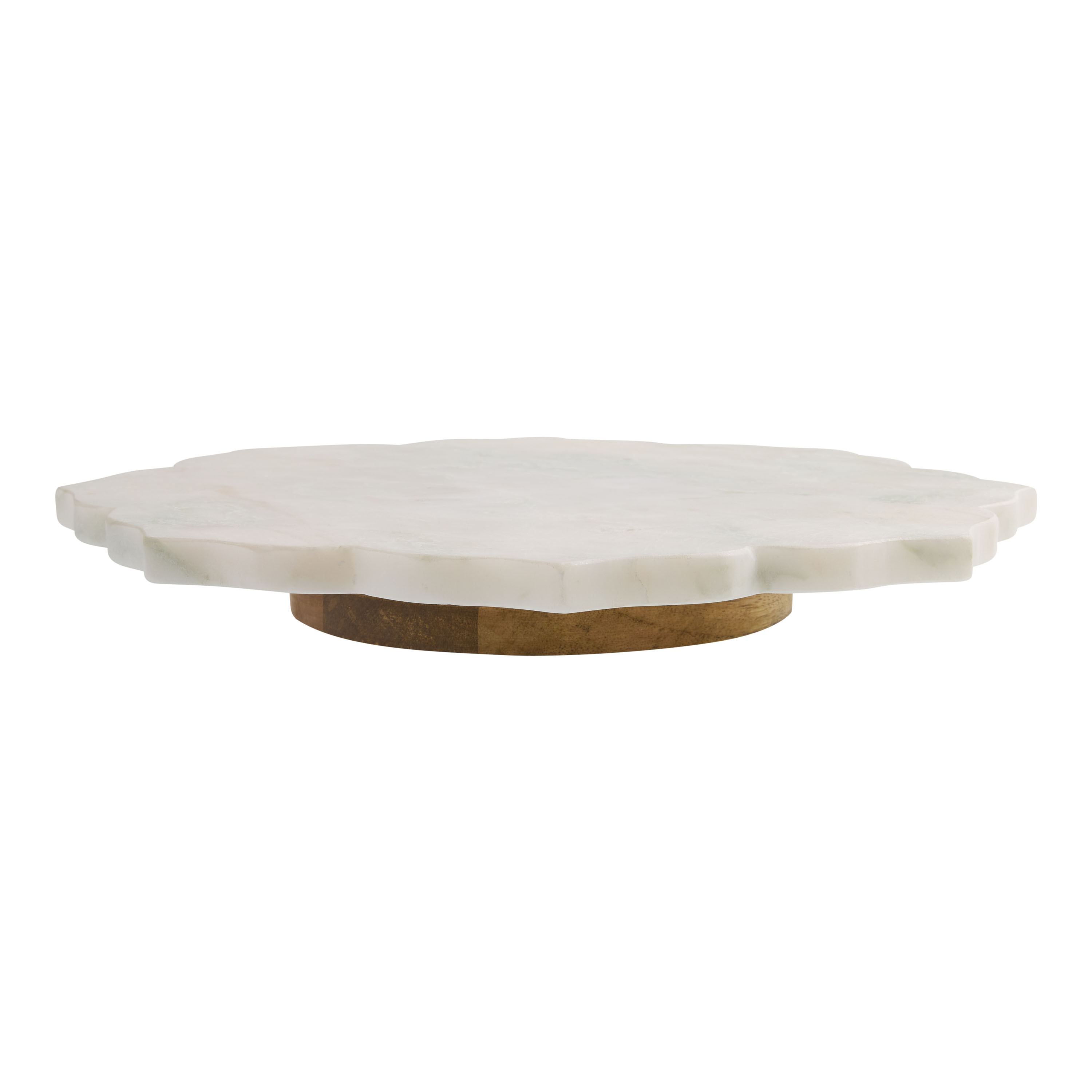 Green and White Marble Lotus Shaped Lazy Susan | World Market