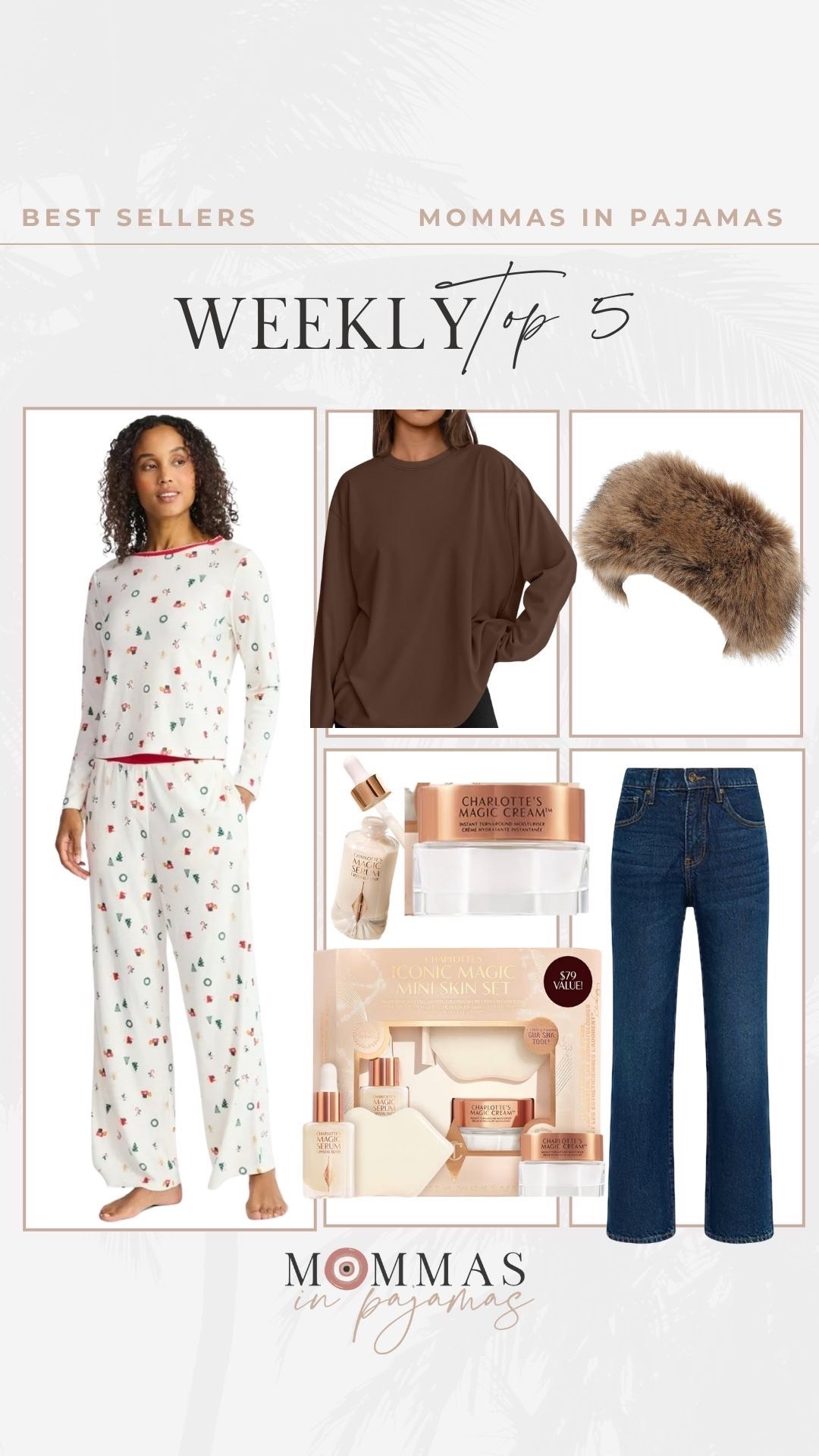 Bestsellers of the week: 
Walmart holiday pajamas, Express straight ankle jeans, Amazon faux fur headband, oversized long sleeve and Charlotte Tilbury magic skincare set. 


#LTKPetite #LTKFindsUnder50 #LTKHoliday