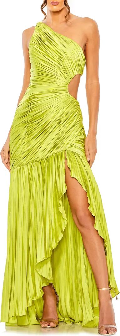 Side Cutout Pleat One-Shoulder Gown | Nordstrom