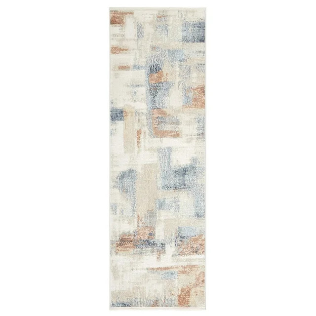 Mainstays Neutral Abstract Washable Indoor Area Rug, Abstract Neutral, 2'x6' | Walmart (US)