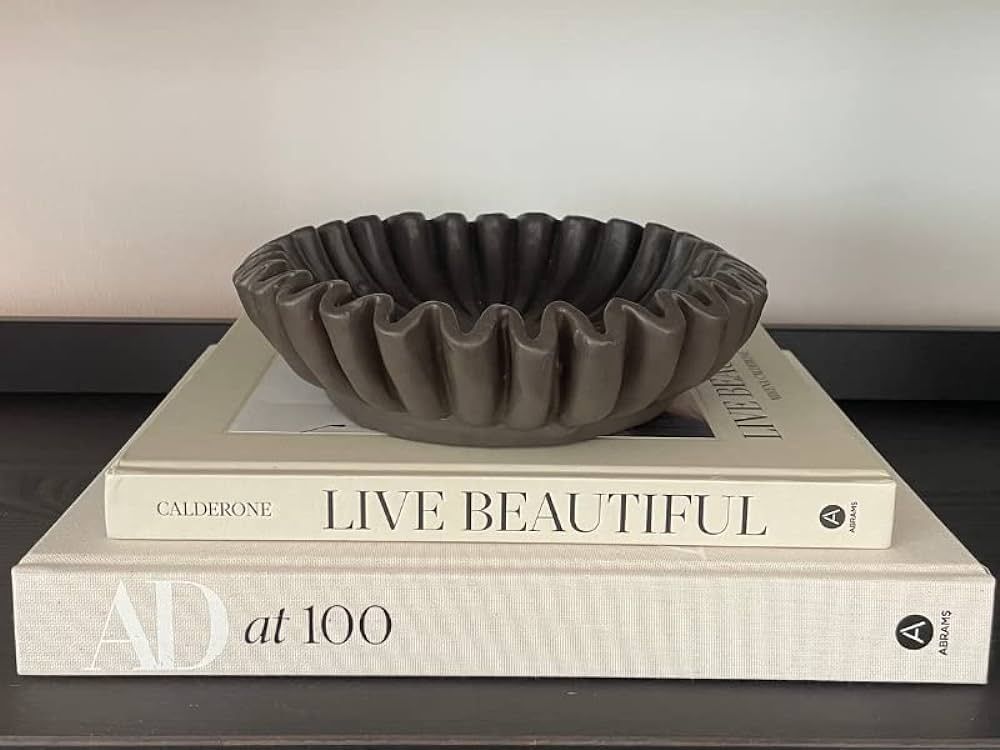 Nico Fluted Ruffle Decorative Bowl - Home Decor Accents for Living Room Styling Coffee Table Book... | Amazon (US)