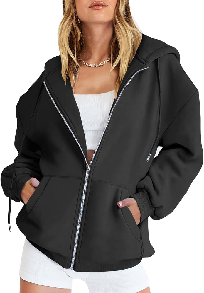 ANRABESS Women's Oversized Zip Up Hoodies Sweatshirts Y2K Clothes Teen Girl Fall Casual Drawstrin... | Amazon (US)