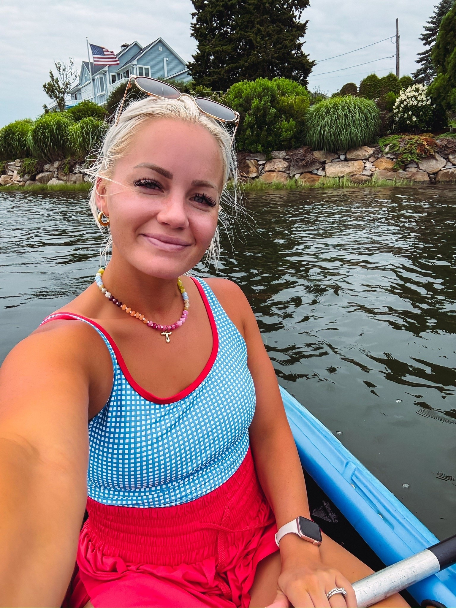 Kayaking on vacation in my favorite bathing suit, comfy shorts, and go-to sunnies, these pieces kept me cool, protected, and ready for adventure all day!

#LTKActive #LTKTravel #LTKSwim