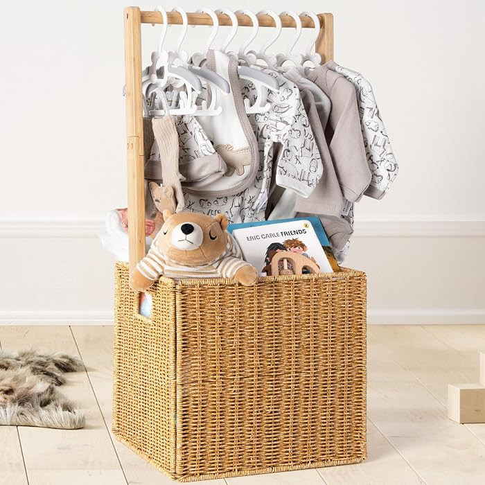 Baby Shower Crate Closet, Large Hand-Woven Rattan Storage Crates with Handle, Baby Shower Gifts, ... | Amazon (US)
