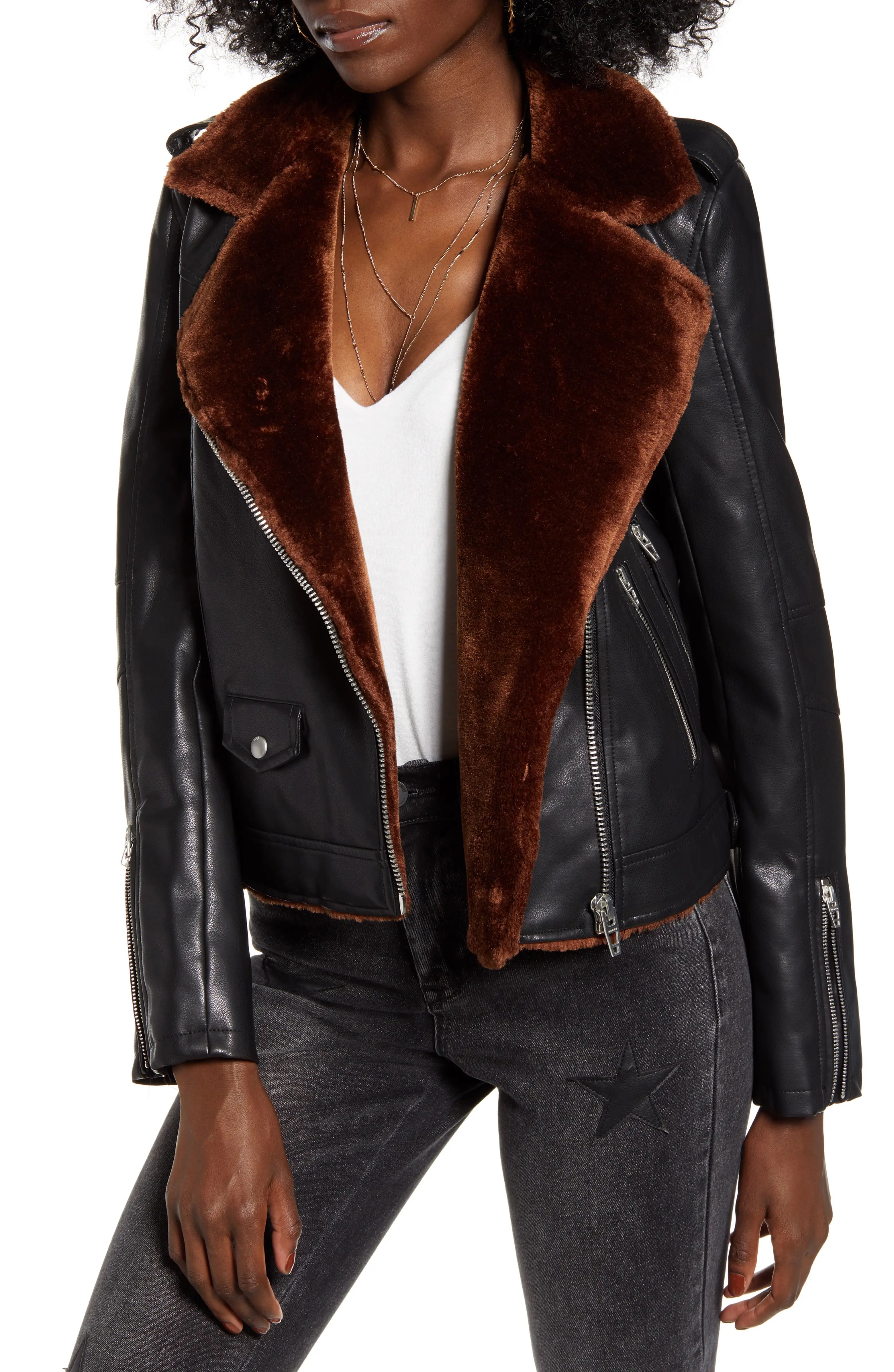 Faux Fur & Faux Leather Moto Jacket | Nordstrom