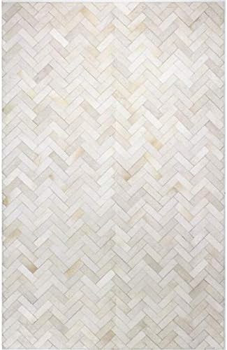 Allen Home Cowhide Jacquard 3X5 4X6 5X8 6X9 8X10 9X12 Modern Chevron AH08 Natural Beige Cream Silver | Amazon (US)