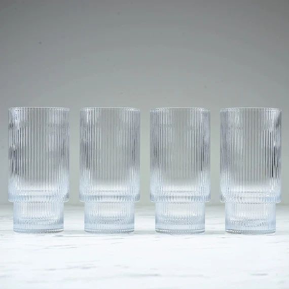 Ripple Drinking Glasses  12 Oz Modern Kitchen Glassware or | Etsy | Etsy (US)