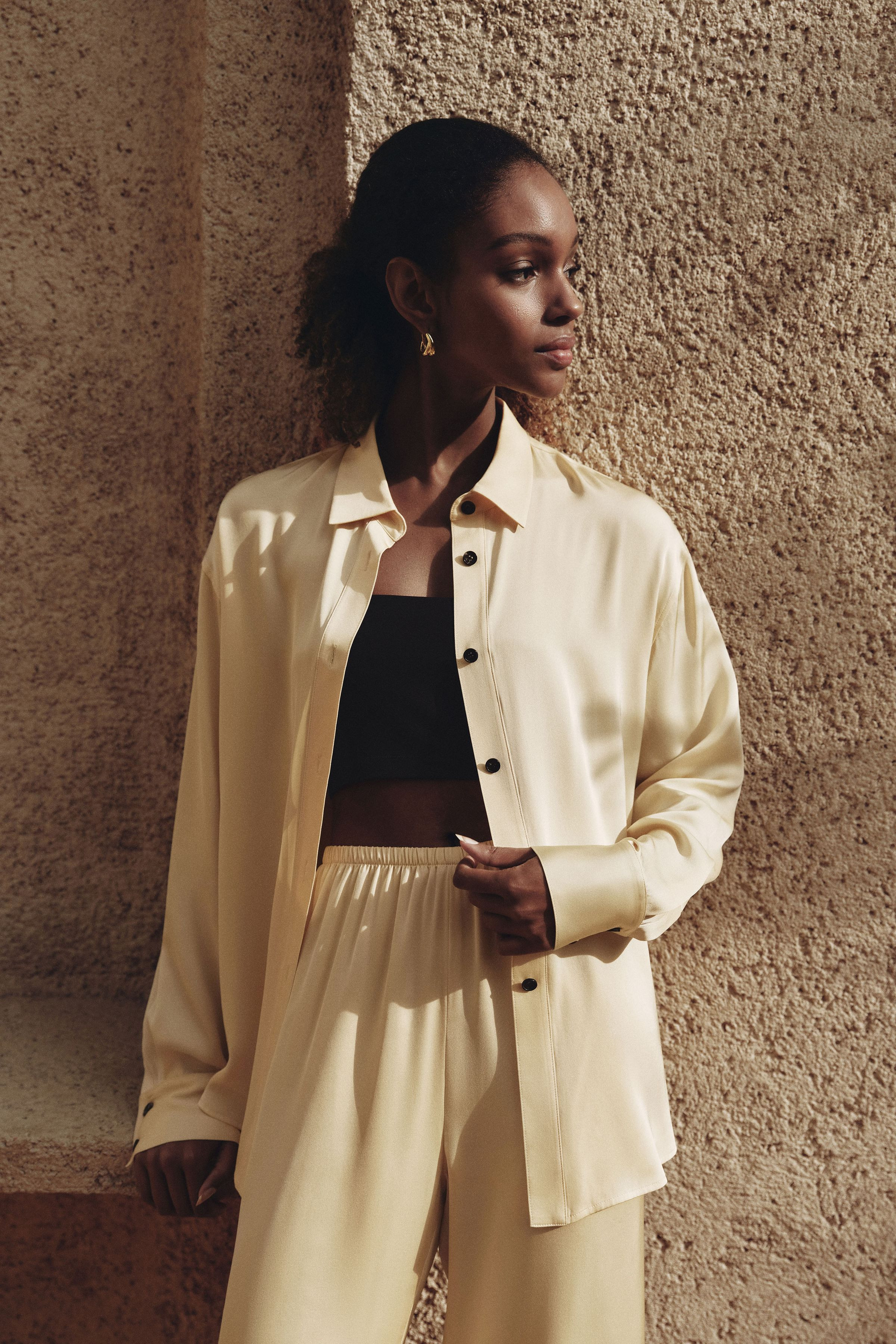 Stretch Double Georgette Oversized Shirt | LILYSILK