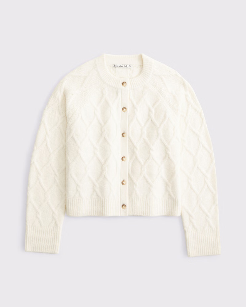 Cable-Knit Crew Cardigan | Abercrombie & Fitch (US)