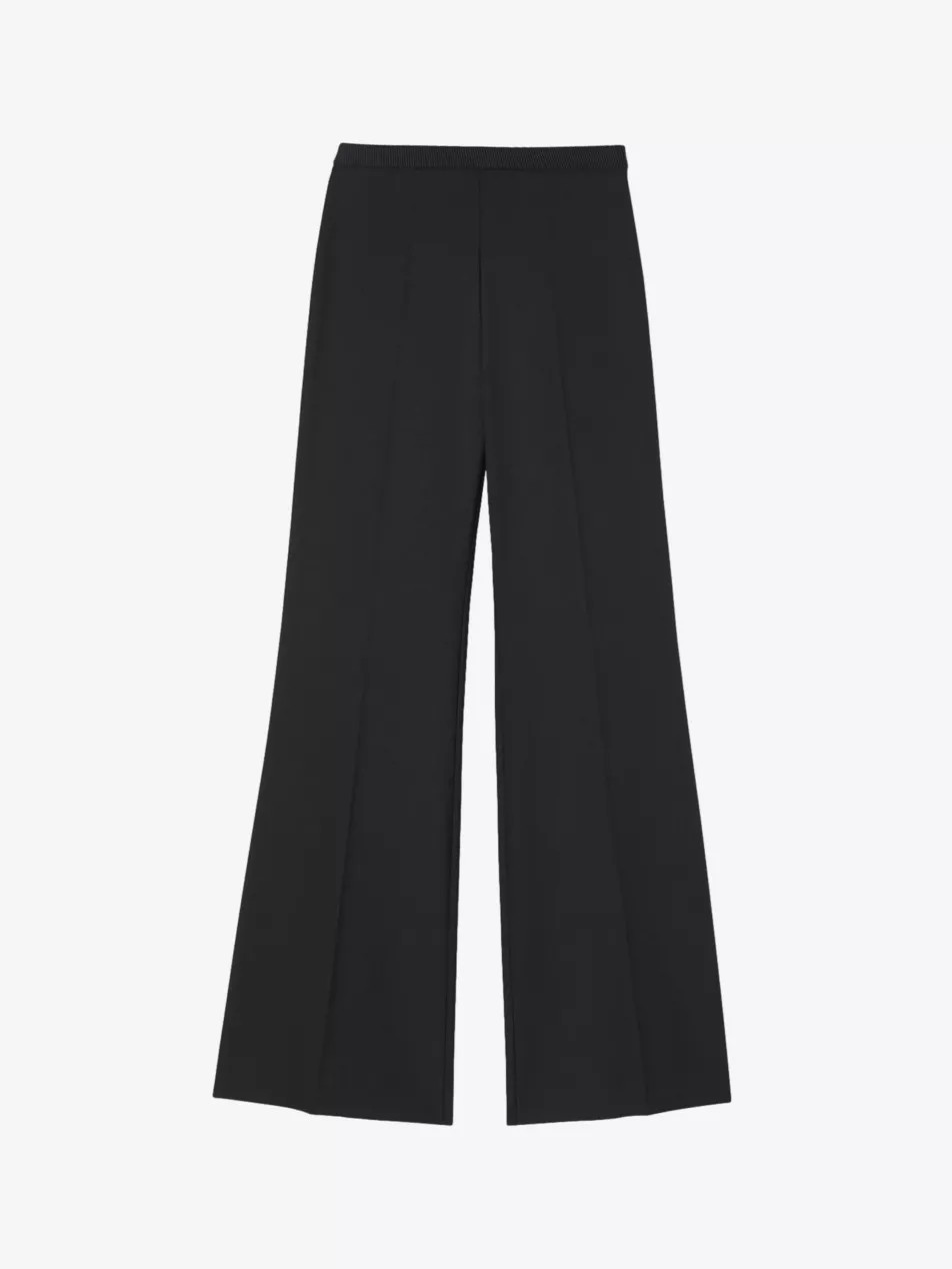 Pressed-crease wide-leg mid-rise wool-blend trousers | Selfridges