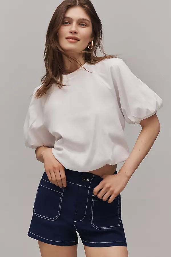 The Colette Contrast-Stitch Shorts by Maeve | Anthropologie (US)