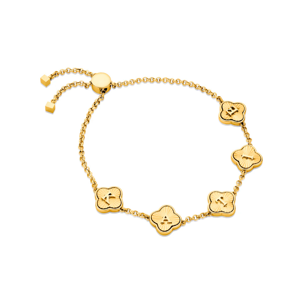 Textured Clover Custom Name Bracelet (Gold) | Abbott Lyon