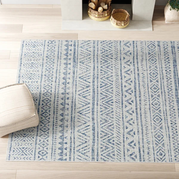 Tomas Chevron Rug Dark Blue/Gray Indoor/Outdoor Area Rug | Wayfair North America