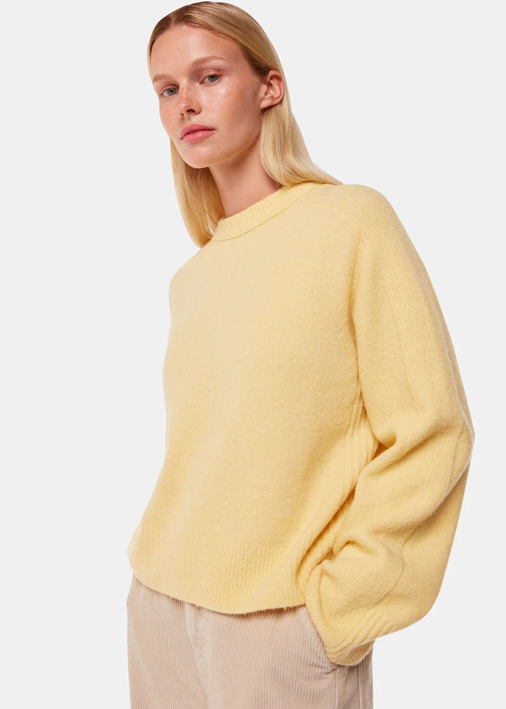 Yellow Alana Wool Mix Crew Neck | WHISTLES | Whistles UK | | Whistles
