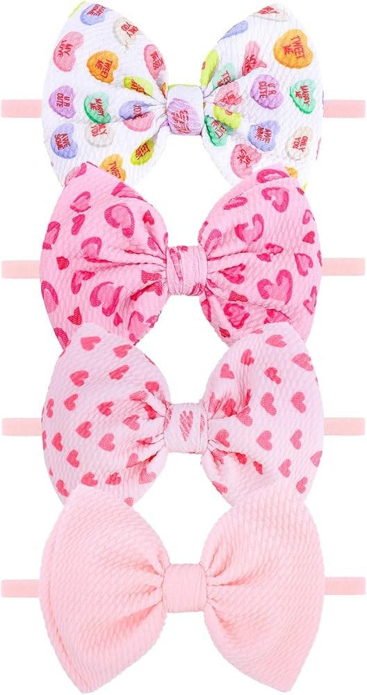 YanJie Hairband - Handmade Hair Bows for Baby Girls Newborn Infant Toddlers Kids (4.5bow Va 4pcs,... | Amazon (US)