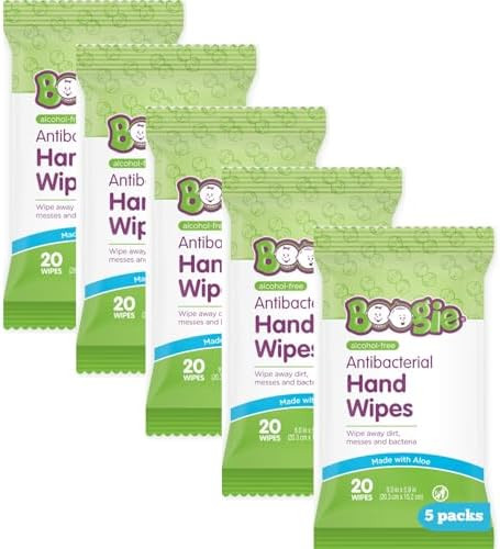 Boogie Toallitas antibacterianas para manos, 100 unidades, hipoalergénicas y sin alcohol, esenci... | Amazon (US)