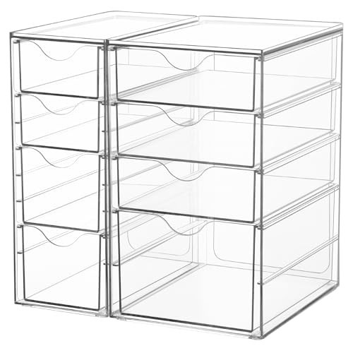 Vtopmart Acrylic Organizer with 8 Drawers, Desk Organizers and Accessories, Clear Makeup Organization, Dustproof Storage Drawers for Office Art Craft Supplies | Amazon (US)
