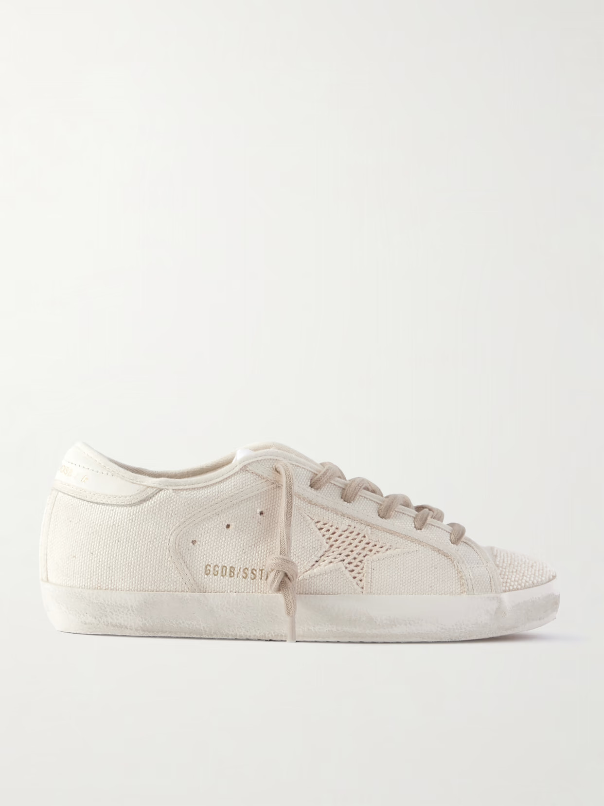 Golden Goose - Super-star Leather-trimmed Bead-embellished Canvas Sneakers - Off-white | NET-A-PORTER (US)