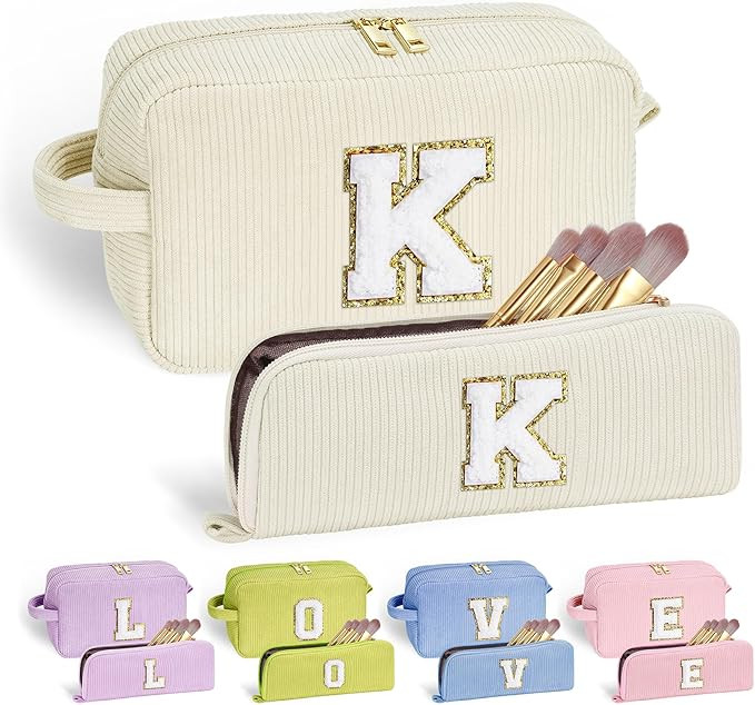YOOLIFE Initial Travel Makeup Bag Cosmetic Bag - Teen Girl Gifts Trendy Stuff Friend Birthday Gif... | Amazon (US)