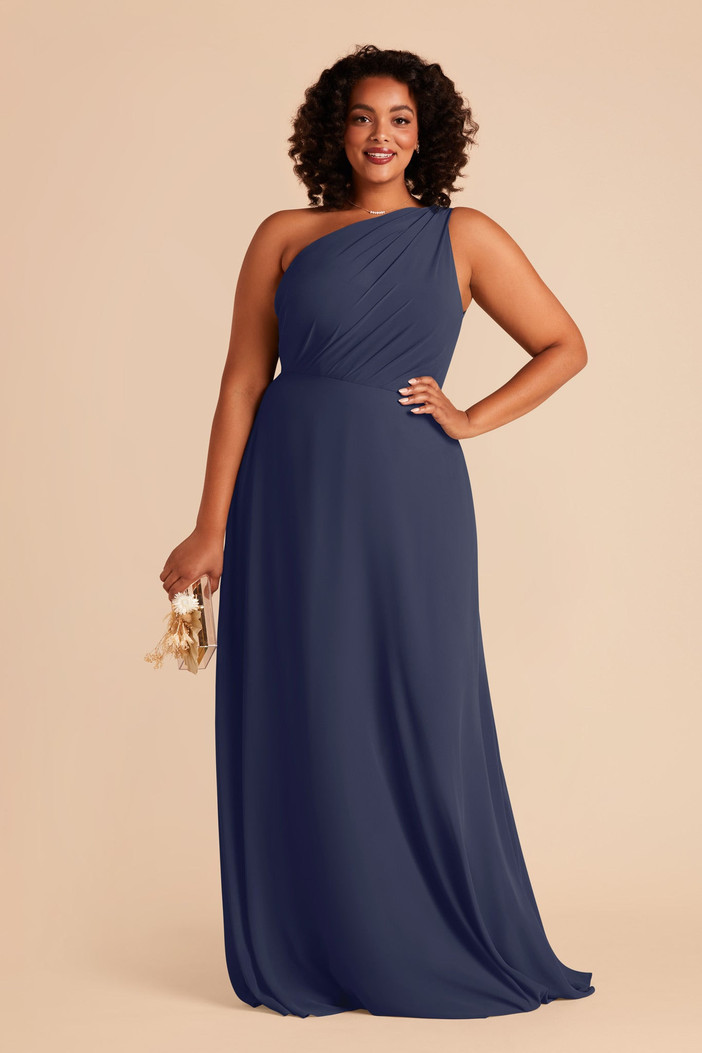 Kira One Shoulder Bridesmaid Dress in Slate Blue | Birdy Grey | Birdy Grey