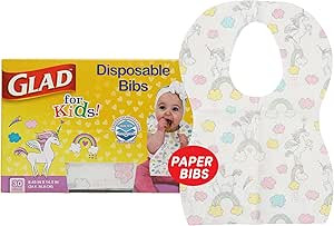 Glad for Kids Unicorn Disposable Paper Bibs with Crumb Catcher, Absorbent Leakproof Bibs for Todd... | Amazon (US)