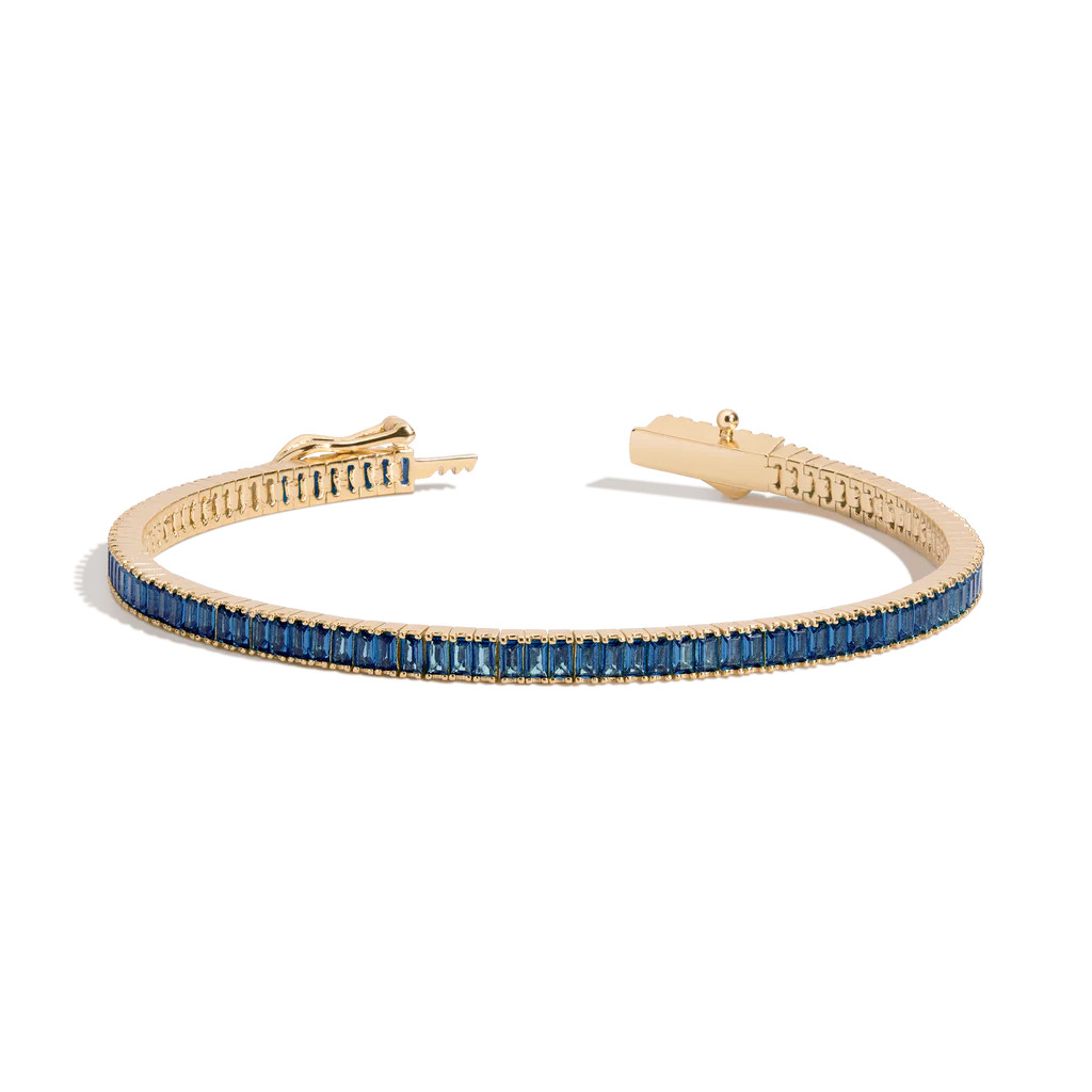 Lab Grown Blue Sapphire Baguette Tennis Bracelet | AUrate New York