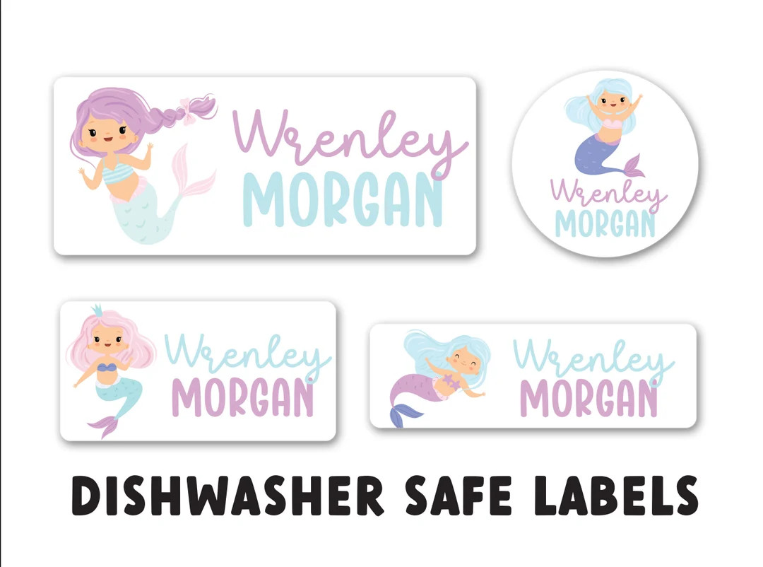 Mermaid Labels, Daycare Labels, Labels, School Supply Stickers, Waterproof Labels, Personalized N... | Etsy (US)